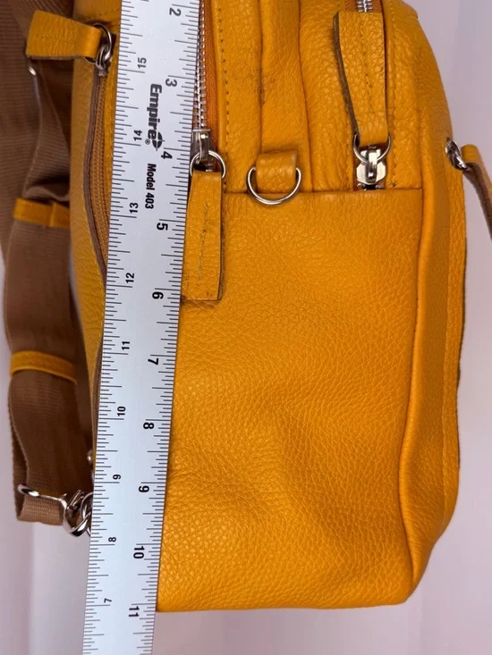 Mustard Yellow Leather Mini Backpack Convertible Crossbody Bag - Picture 6 of 9